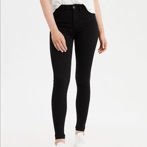euc american eagle black skinny jeans